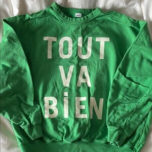 Clare V “Tout Va Bien” oversized sweatshirt - Green, size Large